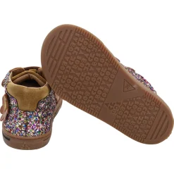 Acebos ~ MidCut Klettschuh Leder Glitter ~ Taupe