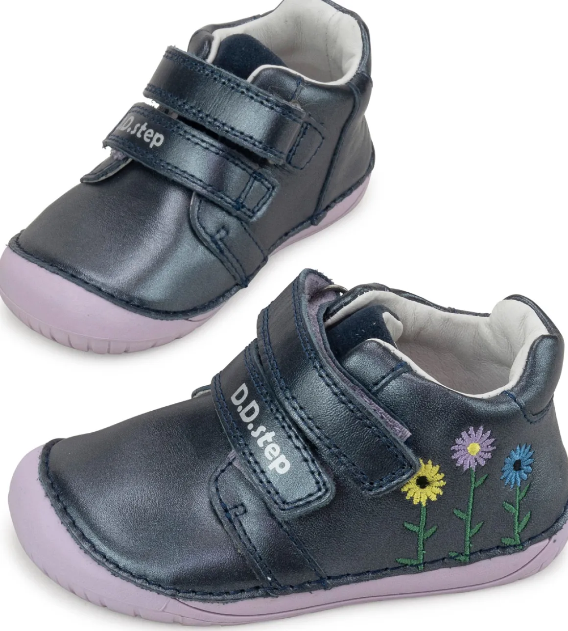 DD Step ~ MidCut Klettschuh Leder ~ Purple