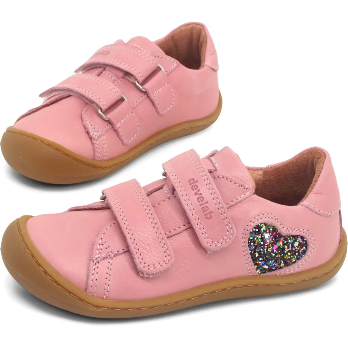 Develab ~ LowCut Leder Sneaker Klett ~ Pink