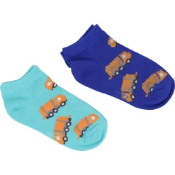 Ewers ~ Sneakersocken Low 2er Set ~ Müllwagen Blau/Türkis
