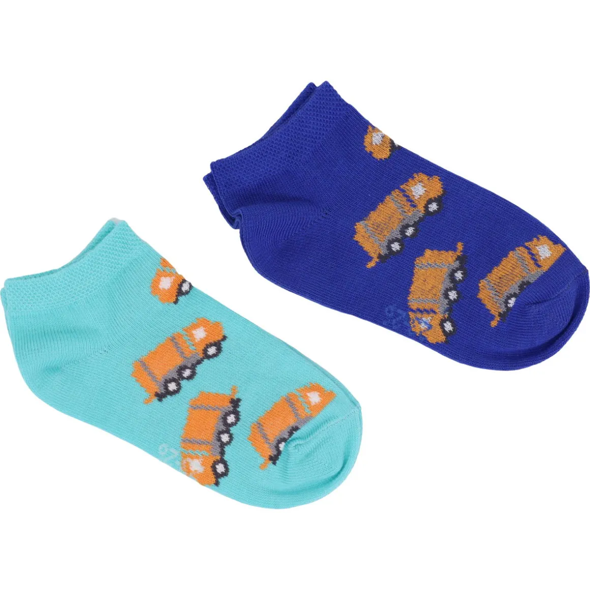 Ewers ~ Sneakersocken Low 2er Set ~ Müllwagen Blau/Türkis