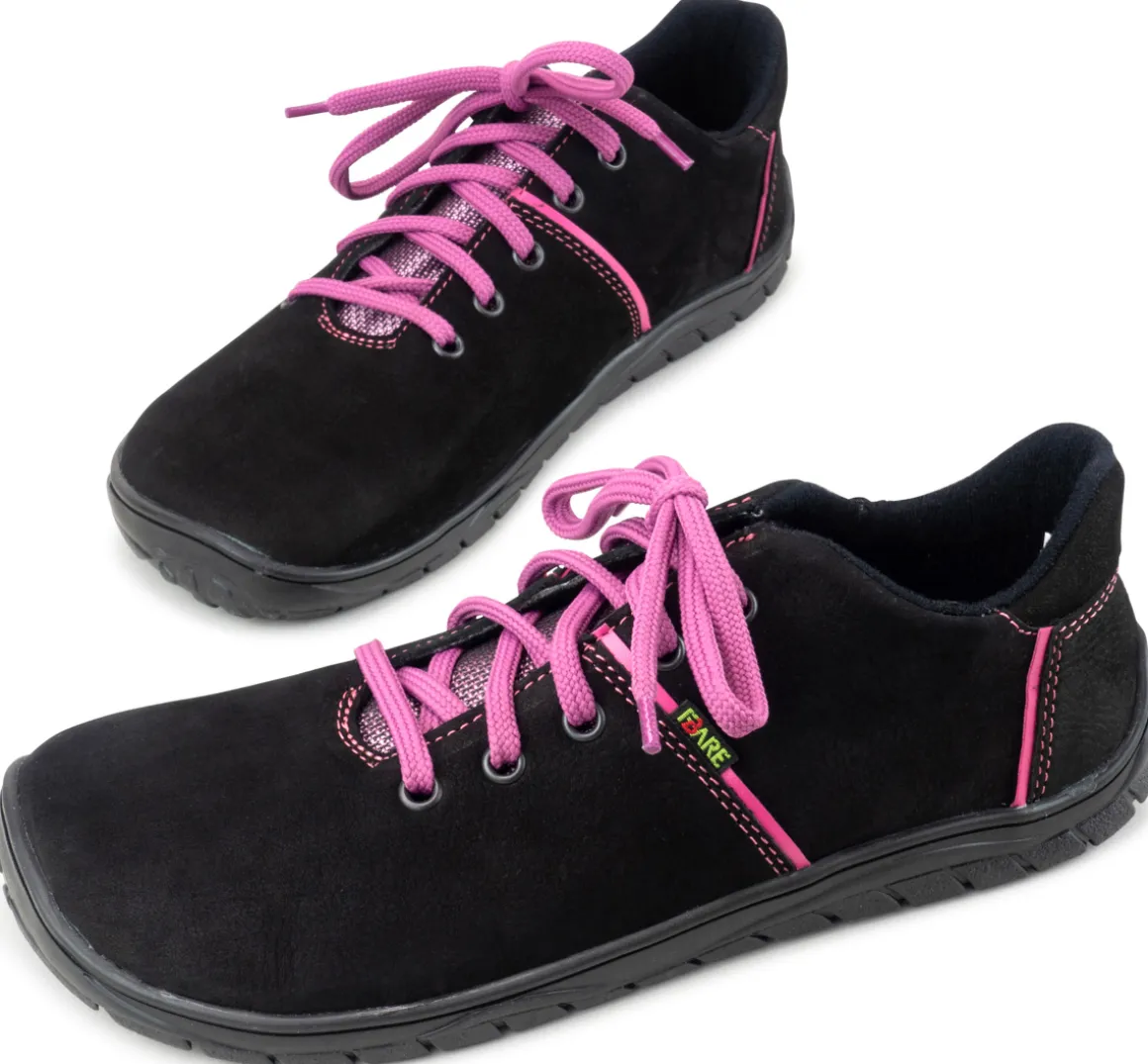 Fare Bare |vB ~ LowCut Leder Schnürer + Tex ~ Schwarz/Pink