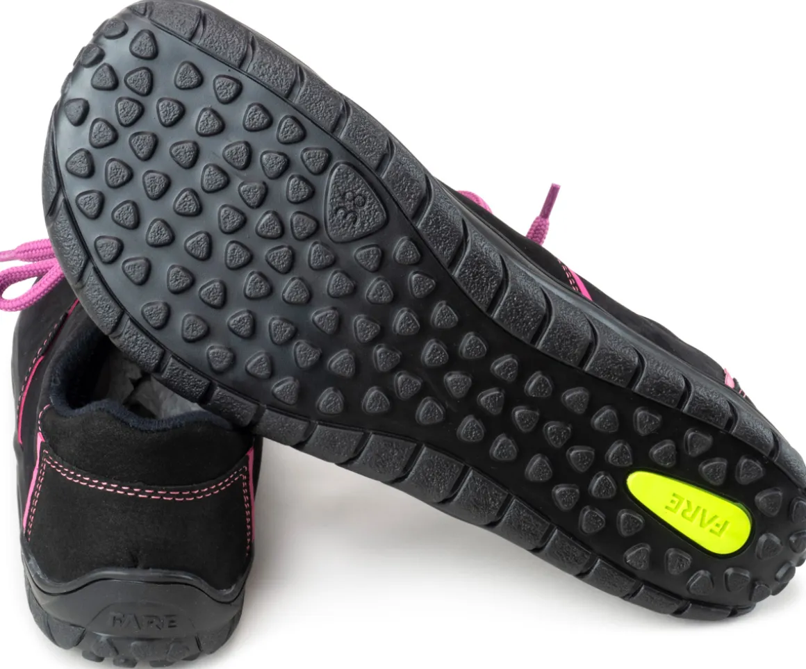 Fare Bare |vB ~ LowCut Leder Schnürer + Tex ~ Schwarz/Pink