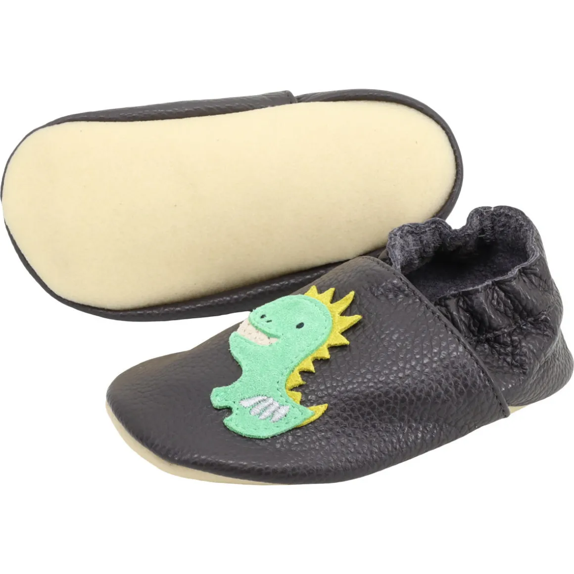 Funky Monkey ~ Leder Hausschuh ~ Dino Anthrazit