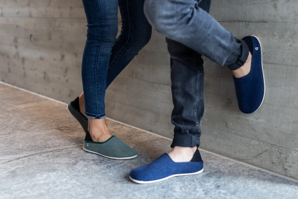 Gottstein ~ Leinen Slipper Slip-On Vegan ~ blau meliert