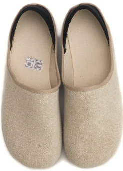 Gottstein ~ Leinen Slipper Slip-On Vegan ~ beige/schwarz