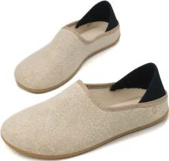 Gottstein ~ Leinen Slipper Slip-On Vegan ~ beige/schwarz
