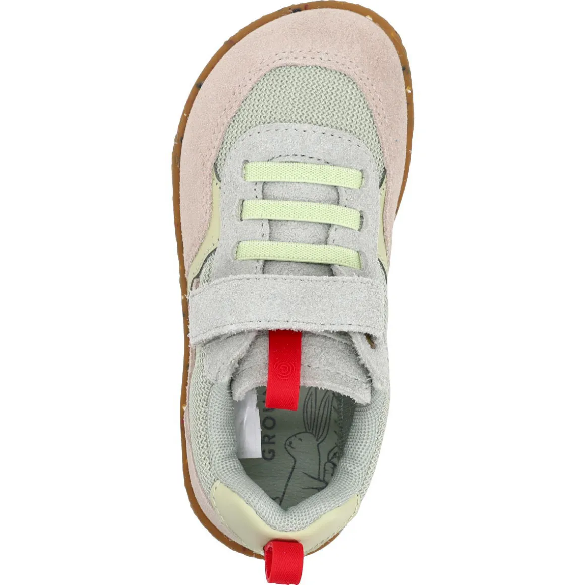 Groundies Kids ~ Lou 2.0 LowCut Sneaker GK3 ~ Sage Green/Red