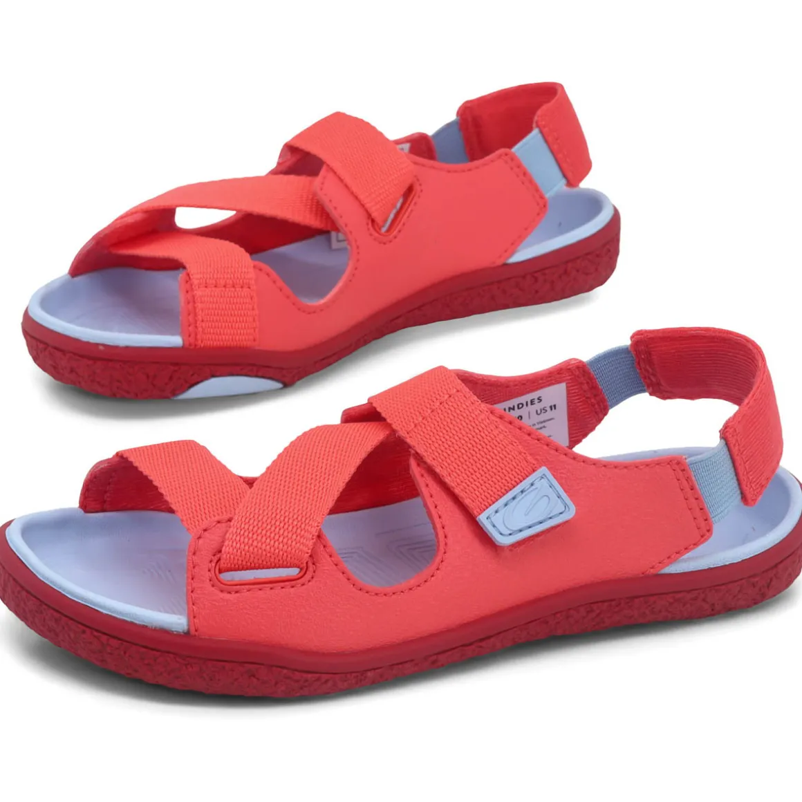 Groundies Kids ~ Twig Sandale vegan ~ Rouge/Sky Blue