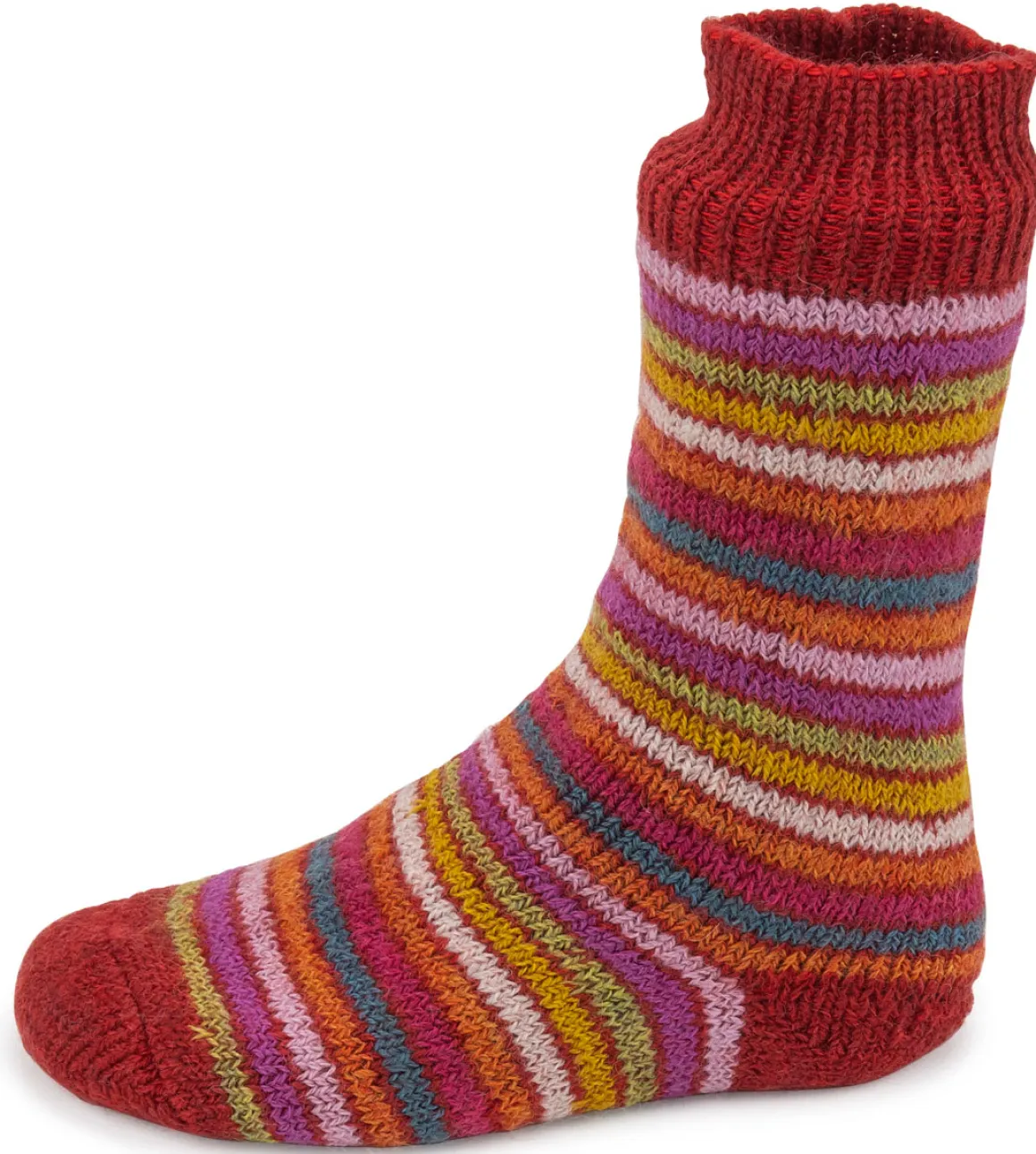 Hirsch Natur Kids ~ Vollplüsch-Socke ~ Ringel Mohnmeliert