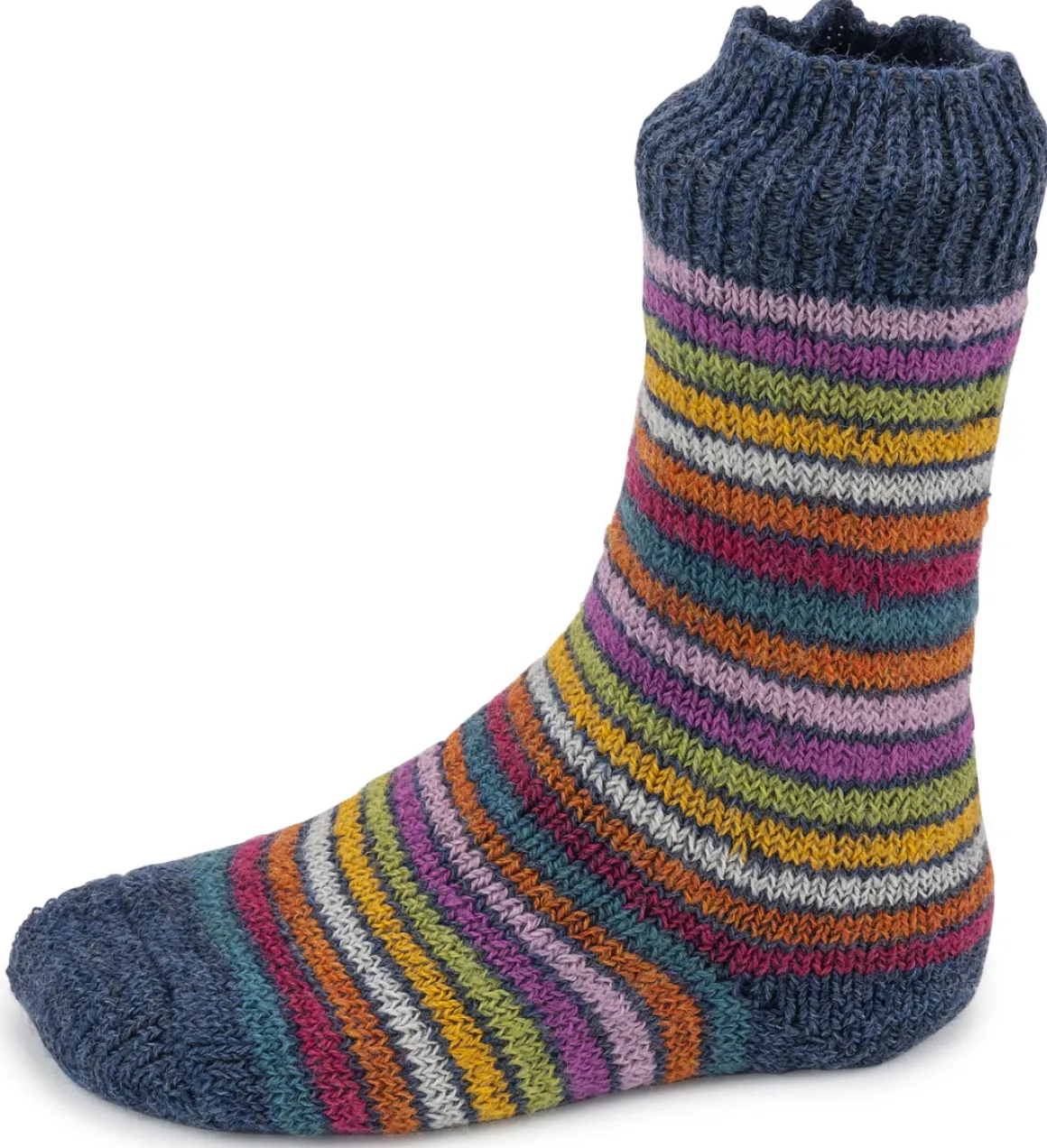 Hirsch Natur Kids ~ Vollplüsch-Socke ~ Ringel Blueblend