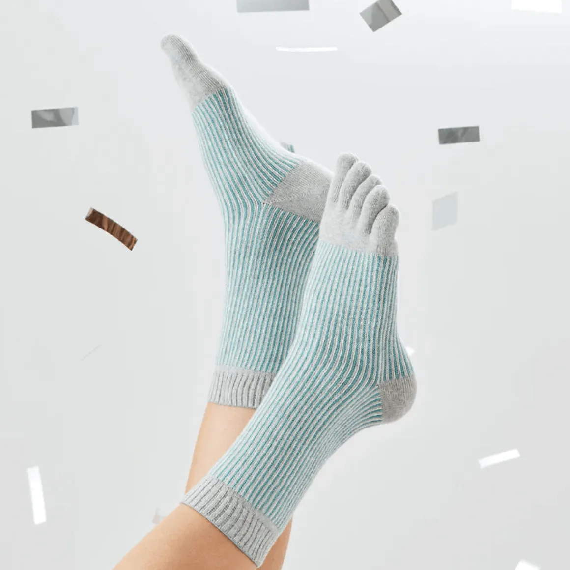 Knitido ~ Trailer Garden Glitzer Zehensocken ~ Grün