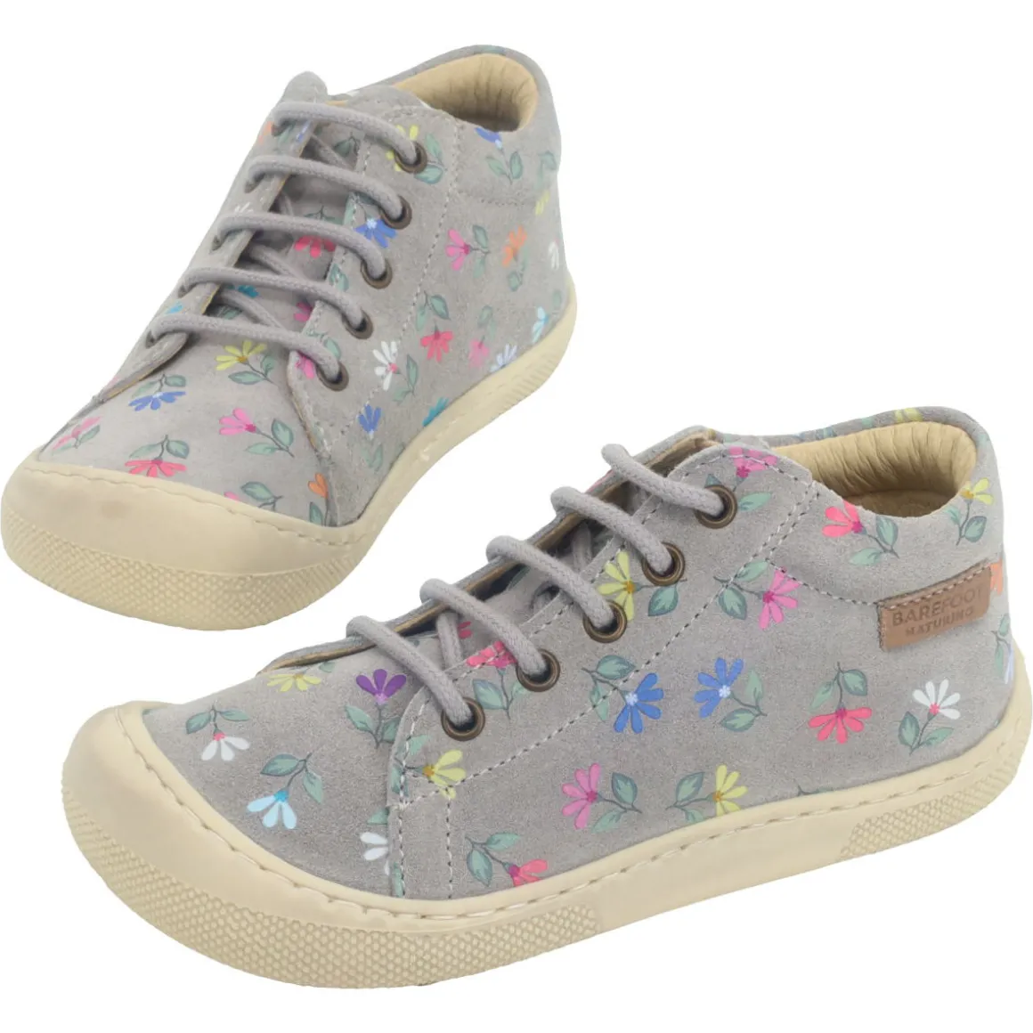 Naturino ~ Amur MidCut Schnürschuh ~ Blümchen Grau