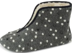 OmaKing ~ Hausschuh Wolle ~ Grey with Dots