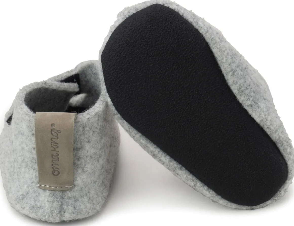 OmaKing ~ Kinder Hausschuh Wollfilz ~ Grey