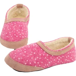 OmaKing ~ Poksa Kinder Hausschuh Wollfilz ~ Pink with Dots