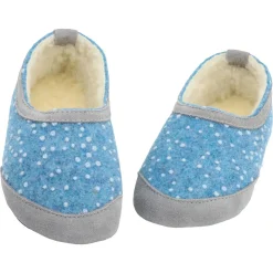 OmaKing ~ Poksa Kinder Hausschuh Wollfilz ~ Blue with Dots