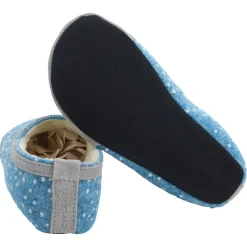 OmaKing ~ Poksa Kinder Hausschuh Wollfilz ~ Blue with Dots