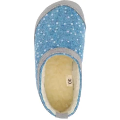 OmaKing ~ Poksa Kinder Hausschuh Wollfilz ~ Blue with Dots