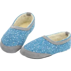 OmaKing ~ Poksa Kinder Hausschuh Wollfilz ~ Blue with Dots