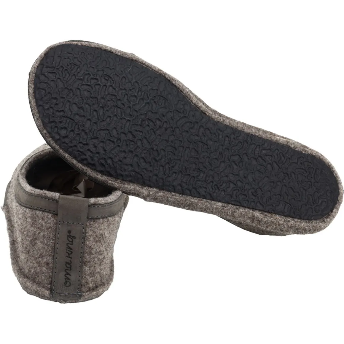 OmaKing ~ Tuuka Hausschuh Wollfilz ~ Grey-Brown