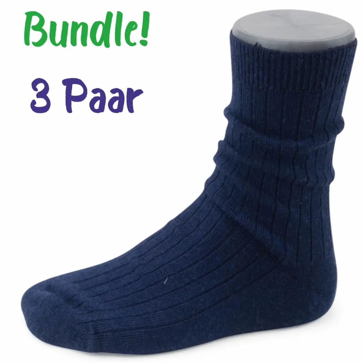 Steven kids ~ Merinowolle Socken 3er Set ~ Navy Blue gerippt
