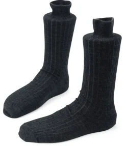 Steven ~ Merinowolle Socken 3er Set ~ Graphite Melange gerippt