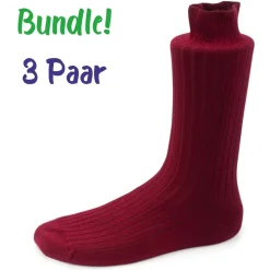 Steven ~ Merinowolle Socken 3er Set ~ Burgundy gerippt