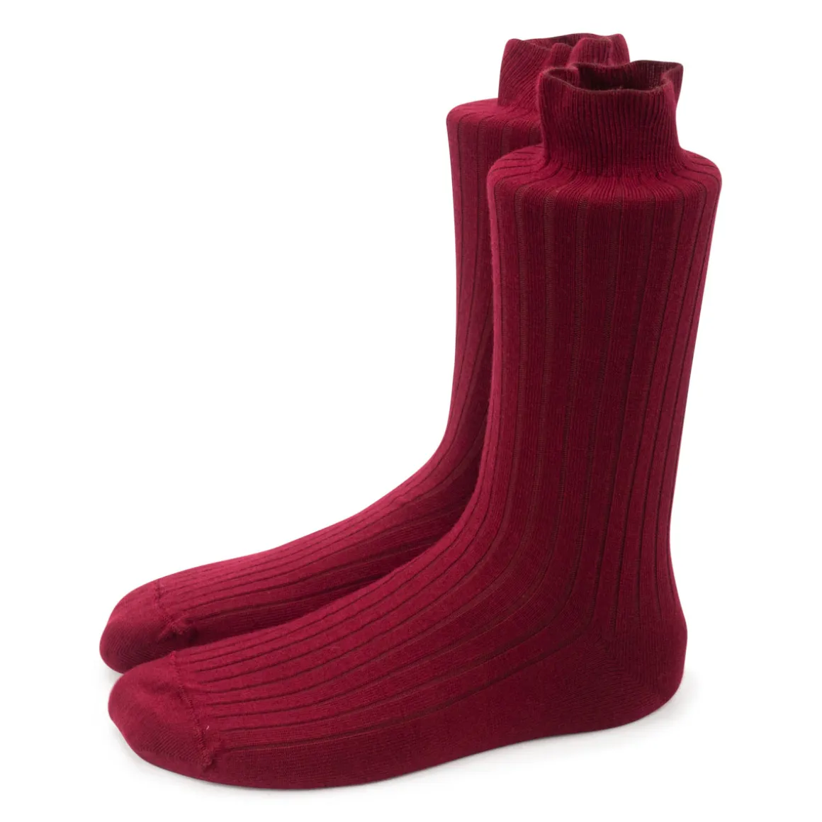 Steven ~ Merinowolle Socken 3er Set ~ Burgundy gerippt