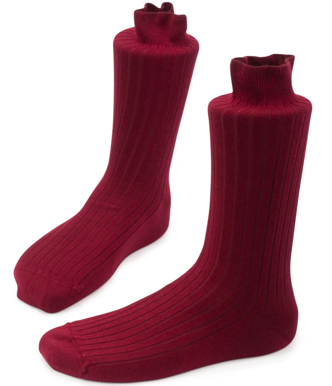 Steven ~ Merinowolle Socken 3er Set ~ Burgundy gerippt