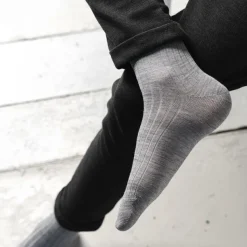 Steven ~ Merinowolle Socken 3er Set ~ Light Grey Melange gerippt