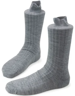 Steven ~ Merinowolle Socken 3er Set ~ Light Grey Melange gerippt