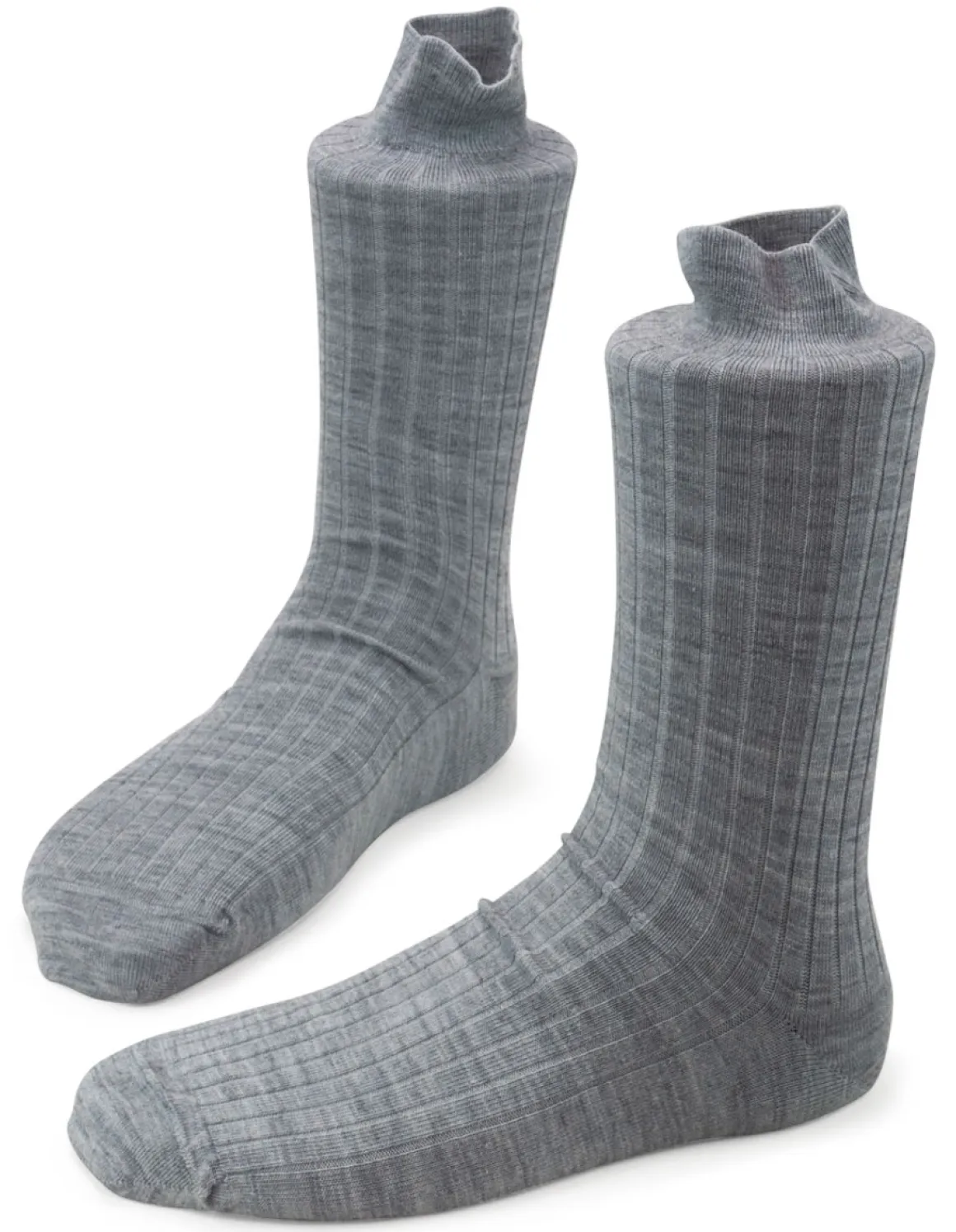 Steven ~ Merinowolle Socken 3er Set ~ Light Grey Melange gerippt