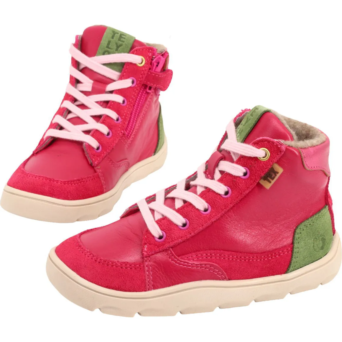 Telyoh bare ~ Leder Schnürboot Wollfleece + Tex ~ Berry Mix