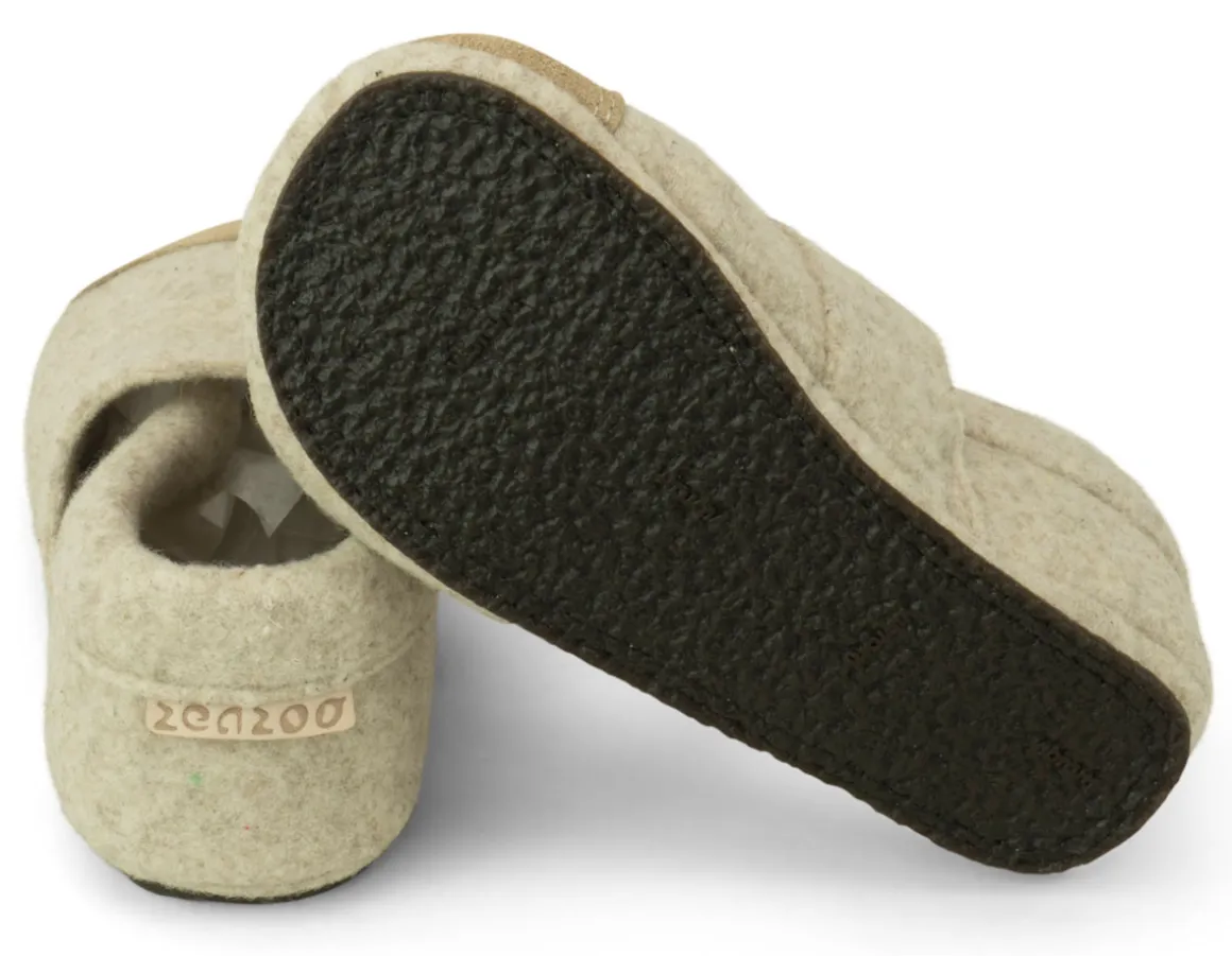 ZeaZoo ~ Hausschuh Kiwi Wollfilz ~ Beige